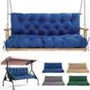 Porch Swing Cushions 60 Inch,Waterproof Patio 2 3 Seater Replacement for Outdoor Furniture with Backrest&Strap,Thick 4" Swing Seat Cushion for Loveseat Garden Glider Bench Lawn Backyard,Dark Blue