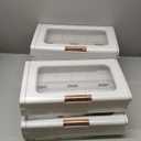 Slim Bathroom Storage Cabinet for Small Spaces, 2-Tiers Plastic Narrow Storage Organizer with Doors and Shelves Stackable Bathroom Floor Cabinet for Home, Living Room, Study Room, White 