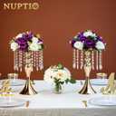 NUPTIO 10 Pcs Versatile Metal Flower Arrangement Stand, 13.8in/35cm Height Elegant Wedding Centerpieces Flower Vase, Crystal Flower Stand for Wedding Party Dinner Event Restaurant Hotel Decoration