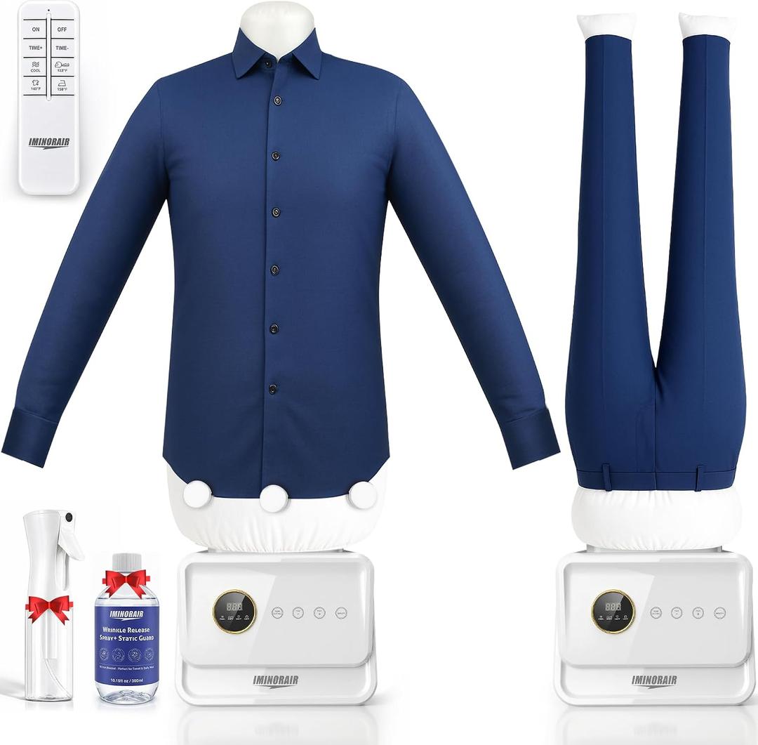 Airoflux Automatic Ironing Machine, Portable Hands-Free Wrinkle Remover with Remote Control for Shirts & Pants, Gentle on All Fabrics, Ironing Machine Perfect for Apartments, Business Travel