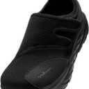 OrthoComfoot Men's Orthopedic Diabetic Extra Wide Walking Shoes: Adjustable Arch Support Plantar Fasciitis Slip-On for Swollen Feet, Comfortable Orthotic Easy Top Loafers for Foot and Heel Pain (Black)