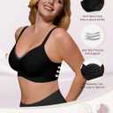 As Fairy Womens Soft Comfortable No Underwire Bras V Neck Seamless Push Up Bralettes Full Coverage Tshirt Brassiere (Black, 32B)