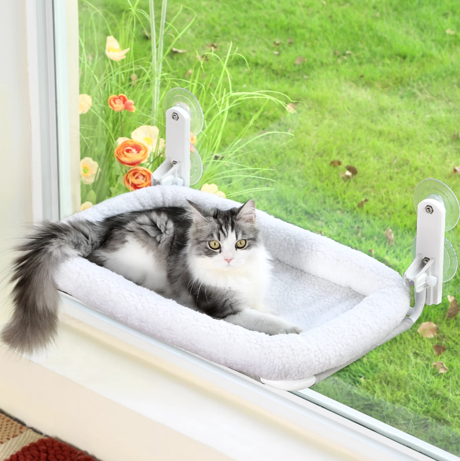Zakkart Foldable Cat Hammock for Window, White