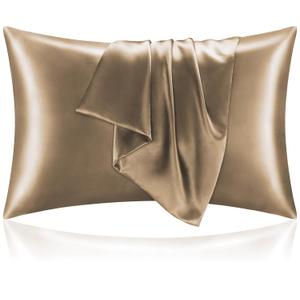 BEDELITE Satin Pillowcase for Hair and Skin, Super Soft and Cooling Similar to Silk Pillow Cases 2 Pack with Envelope Closure, Gift for Women Men(20"x36" King Size, Tawny Brown)