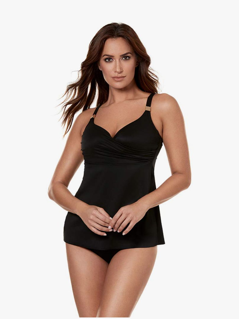 Surplice Underwire Tankini Top D-DDD Cups, Size -Large