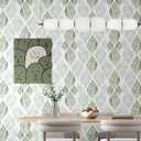 Theper Green Wall Paper Peel and Stick Wallpaper Modern 17.3"393" Boho Contact Paper for Cabinets Green and White Self Adhesive Removable Wallpaper for Bedroom Geometric Wallpapers Vinyl Home Decor