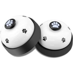 Comsmart Dog Training Bell, Set of 2 Dog Puppy Pet Potty Training Bells, Dog Cat Door Bell Tell Bell with Non-Skid Rubber Base 2 Pack White