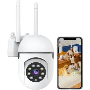 1080P Security Camera Wired, Baby Monitor with 360 Pan/Tilt, 2-Way Audio, Color Night Vision, AI Detection, SD/Cloud Storage, 2.4G/5GHz WiFi Home Surveillance Cam, Compatible with Alexa (White (Wall Mount))