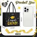 Jetec 45 Pack 2026 Graduation Gift Bags Bulk Small Congrats Bags with Handle and Bow Ribbon 5.5 x 4.7 x 2.5 Inch Grad Paper Treat Gifts Party Favor Supplies for College High School(Black Gold), 1 Count