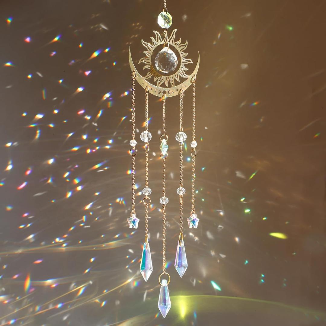 Crystal Suncatcher, Suncatchers for Windows Hanging Indoor Outdoor Prism Rainbow Maker Home Garden Decor for Thanks Giving Valentines's and Mother's Day