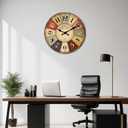 24 Inch Nautical Rustic Wall Clock for Office Wood Extra Large Battery Clock Decorative Colorful Wall Clock Silent(No Solid Wood, It is with MDF Material)