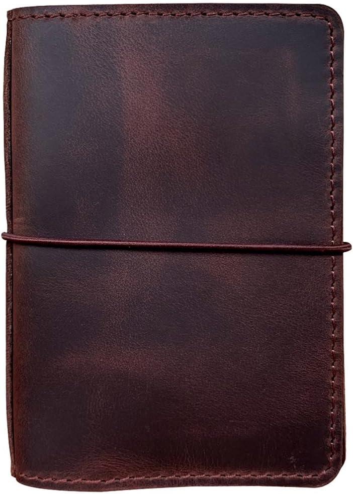 newestor Travelers Notebook Cover with Inner Pockets, Card Slots and Pen Holder, A6 Size, Dark Brown