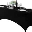 Spandex Table Cover for 6Ft or 4fT or 8ft Table Universal Fitted Stretch Tablecloth for Party, Banquet, Wedding and Events-Black (72" x 30" (Rectangular))