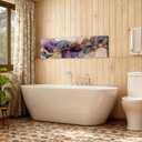 Abstract Purple and Gold Canvas Wall Art Living Room Bedroom Wall Decor Modern Marble Fluid Texture Prints Picture Watercolor Minimalist Foil Ink Poster Neutral Artwork for Bathroom Decorations 14x48