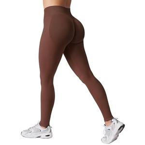 HIGORUN Women Workout Impact Leggings Scrunch Butt Lifting Gym Yoga Seamless Booty Leggings Dark Brown XS