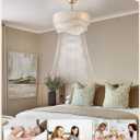 20" Boho Fandelier Ceiling Fans with Lights, Gold Caged Ceiling Fan with Light, Fabric Bladeless Fan with Remote Control, Reversible for Bedroom, Living Room, Nursery (Beige)