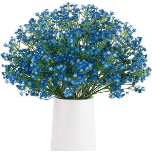 BOMAROLAN Artificial Baby Breath Flowers Fake Gypsophila Bouquets 12 Pcs Fake Real Touch Flowers for Wedding Decor DIY Home Party (Dark Blue)