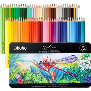 Ohuhu Colored Pencils: 72 Oil-based Drawing Pencils for Coloring Portrait Sketching Landscape, Durable Soft Core, Professional 72 Pack for Artist, Adult & Beginners, Halawa Series