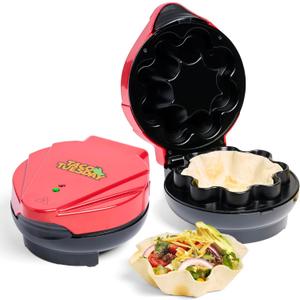 Nostalgia Taco Tuesday Tortilla Bowl Maker For Baked Taco Bowls, Tostadas, Salads, Dips, Appetizers, and Desserts, 8 to 10 Inch Tortillas, Red