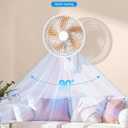 10” Small Wall Mount Fan with Light and Remote Control, RV FAN with Powerful Airflow,90° Oscillating, 4 Speeds, Timer, 180° Adjustable Tilt, for Home/RV, Bedroom, Small Space Applications
