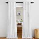 NICETOWN White Doorway Curtains 80 inches Long, Rod Pocket & Back Tab Semi Sheer Faux Linen Privacy with Light Filtering Window Treatments for Bedroom/Living Room, 2 Panels, W34 x L80