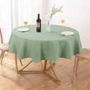 AUSSPVOCT Textured Tablecloth Round 60 Inch Waterproof Spill-Proof Wipeable Table Cloth Round Cover Wrinkle Free Circle Dining Tablecloths for Birthday Farmhouse Outdoor Party up to 44'' Dia Tables (Sage Green)