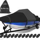1600D+1200D Tearproof Center Console Boat Cover with 2" Wide Loops for Trailering and Mooring - Ultra Durable Waterproof Fits 16-18.5ft Center Console Boat, with Storage Bag