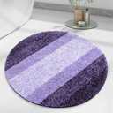 Arotive Microfiber Bathroom Rugs, Shaggy Soft and Absorbent Bath Rug, Non-Slip, Thick Plush Machine Washable Dry Bath Mats for Bathroom, Tub and Shower, 24x24, Dark Purple, Round