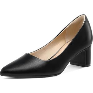 mysoft Women's Pointed Toe Pumps 2 Inch Chunky Block Low Heels Dressy Shoes Slip On Pumps (Size 10)