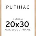 puthiac 20x30 Solid Oak Wood Picture Frame, 20 x 30 Poster Frames for Wall, Vertical or Horizontal, Plexi Front, 1 Pack, Natural Oak