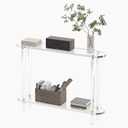 Acrylic Console Table 7.8" D x 39.4" W x 31.2" H, Narrow Console Table, Skinny Entryway Table for Sofa, Foyer, Hallway, Living Room, Modern, 2-Tier, Clear