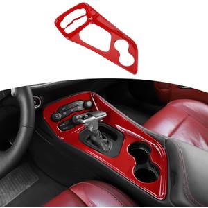 RT-TCZ for Challenger Red Center Console Gear Shift Panel Trim Cover for Dodge Challenger 2015-2023 Red Interior Accessories