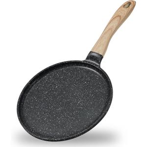 JEETEE Crepe Pan Nonstick, 11 inch Comales Para Tortillas Griddle Pan for Stove Top, Granite Coating Flat Pancake Pan Dosa Tawa, PFOA FREE and Induction Compatible (Grey) (Gray)