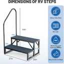 RV Steps Spa Steps with Handrail - 2 Step Hot Tub Steps Trailer Steps Mobile Home Stairs for 5th Wheel RV, Trailer, Hot Tub, Pool, Porch with Non-Slip Mats