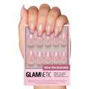 Glamnetic Press On Nails - Bubble Gum Glaze | Short Almond Pink French Tip Nails with a Glaze Finish | 15 Sizes - 30 Nail Kit with Glue
