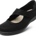 Oviaric Women's Classic Comfort Mary Jane Flats Fashion Casual Dress Shoes Cute Closed Toe Slip On Lightweight Breathable Walking Shoes (8, Black)