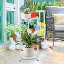 2 Tier Plant Stand Indoor Tall, White Corner Tiered Round Plant Stand for Indoor Multiple Plants, Metal Flower Pot Stands Outdoor Holders Plant Shelf Display Rack for Balcony Living Room