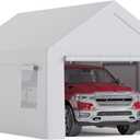 10 x 20FT Heavy Duty Carport with Roll-Up Windows, Portable Garage with Removable Sidewalls & Doors, Portable Car Tent Garage with Roll-Up Windows and All-Season Tarp, for Car, Truck,