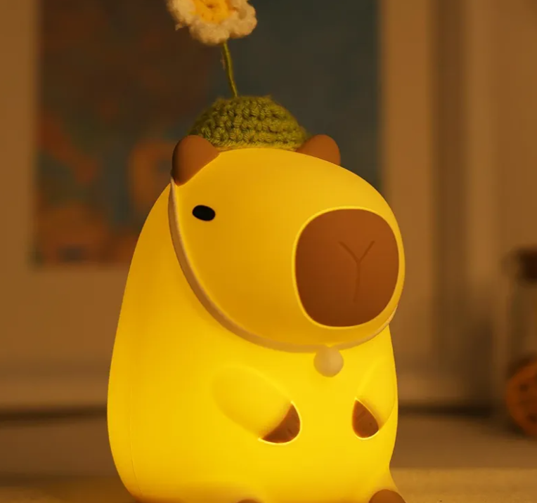 Attivolife Capybara Night Light for Kids, Cute Animal Soft Silicone LED Lamp with Dimmable and Timer, Portable Rechargeable Bedroom Bedside Table Decor, Birthday Christmas Gifts for Children Baby