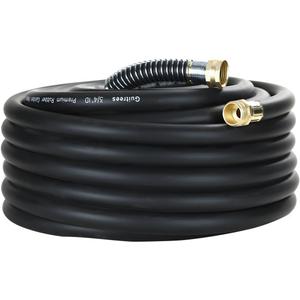 Guitrees 50FT 3/4 Heavy Duty Rubber Garden Hose - 300psi Working, 1000psi Burst - Hot/Cold Water - Five-Layered Braiding for Durability - Versatile for Gardening, Agriculture, Construction(Black)