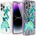 Roemary Turtles Case for iPhone 14 Plus with Sea Turtles Design,Watercolor Pattern with Screen Protector [Buffertech 6.6 ft Drop Impact] Soft TPU Protective Case for iPhone 14 Plus 6.7"