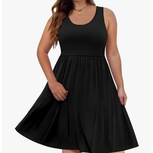 DB MOON Womens 2026 Plus Size Tank Dresses Sleeveless Knee Length Sundress with Pockets, Size L Plus