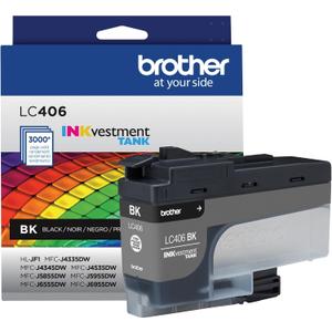 Brother Genuine LC406BK Standard Yield Black INKvestment Tank Ink Cartridge