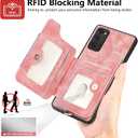 Phone Case for Samsung Galaxy S20 FE 5G 6.5 inch Wallet Cover with Screen Protector Wrist Strap Lanyard RFID Card Holder Ring Stand S 20 EF UW S20FE5G S20FE 20S S2O Fan Edition 4G G5 Women Men Pink