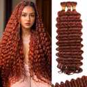 Human Braiding Hair for Boho Braids 120g Deep Wave Boho Bulk Human Hair for Braiding Knotless 12A Curly Wet and Wavy Bohemian Braids No Weft 3 Bundles/Pack Copper Color 16 inch