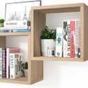 Kaboon Cube Floating Shelves Set2, Display Shelves Wall Mount 7.75" D x 12.5" W x 12.5" H, (Grey Oak, Square 2 Cubes)