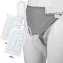 Wearable Urine Collector for Men with Breathable Cotton Fixing Pants Reusable Silicone Capsule 1.2M Drainage Tube and 1000ml 2000ml Urinary Drainage Bags, Elderly Men Grey