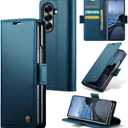 Wallet Case for Samsung Galaxy Z Fold 7, Blue | Card Holder, Premium PU Leather, RFID Blocking, Kickstand, Flip Phone Cover