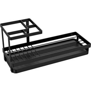 Toothbrush Holders for Bathroom 4 Slots Tooth Brushing Organizer Metal Electric Toothbrush Holder with Removable Drainage Tray Practical Tooth Brushing Holder for Home Counter Washroom(Black)