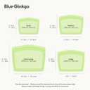 Blue Ginkgo Silicone Food Storage Bags, 4-Pack, Reusable, Made in Korea | Leakproof. Stand Up. Freezer and Dishwasher Safe. (Olive Green)